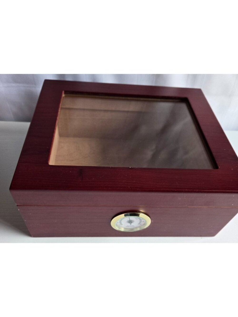 Pre Owned Mantello Glass Top Cedar Cigar 10" Humidor Box w/ Hygrometer